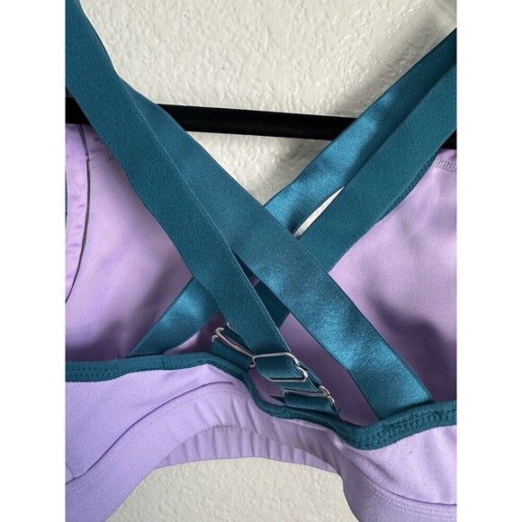 Fabletics Sports Bra Womens XXS Purple Teal Crossback Adjustable Gym Yoga - Picture 5 of 5